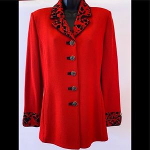 St. John Collection Red Knit Blazer